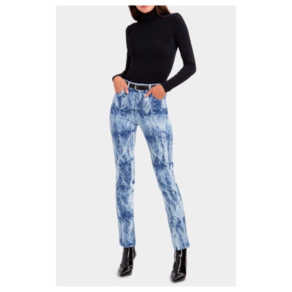 NEW Jordache Jeans Vintage Style Tide-Dye Denim Jacquard High Rise Jeans Size 24